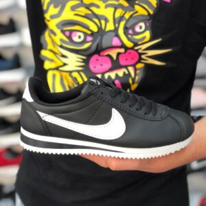 Nike Cortez Cilt Siyah-Beyaz Unisex Replika Ayakkabı