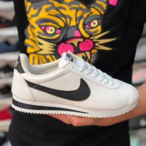 Nike Cortez Cilt Beyaz-Siyah Unisex Replika Ayakkabı