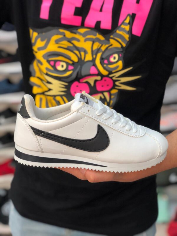 Nike Cortez Cilt Beyaz-Siyah Unisex Replika Ayakkabı